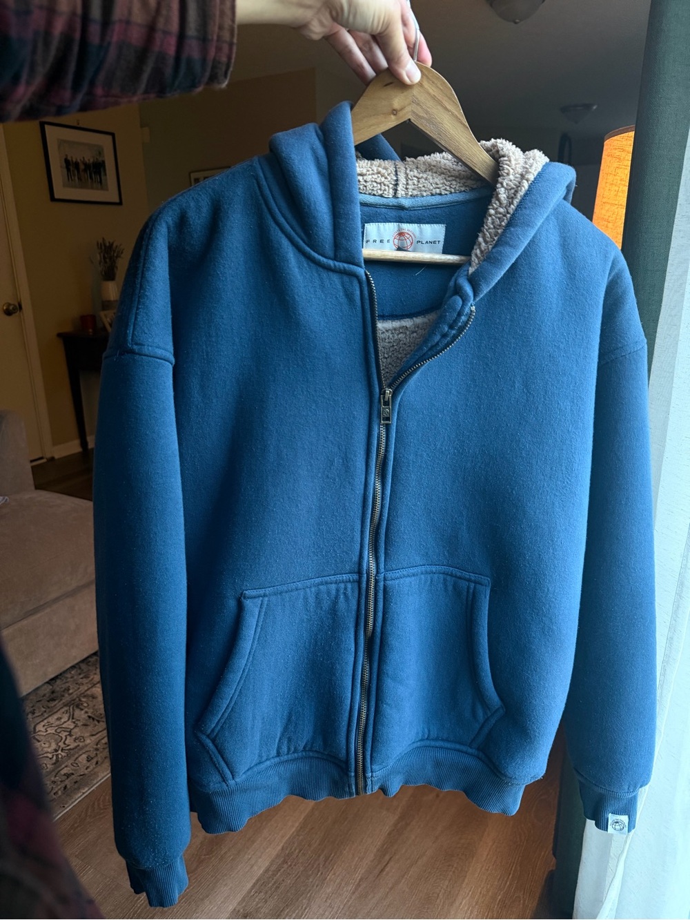 Chunky Blue Sherpa-Lined Zip Hoodie